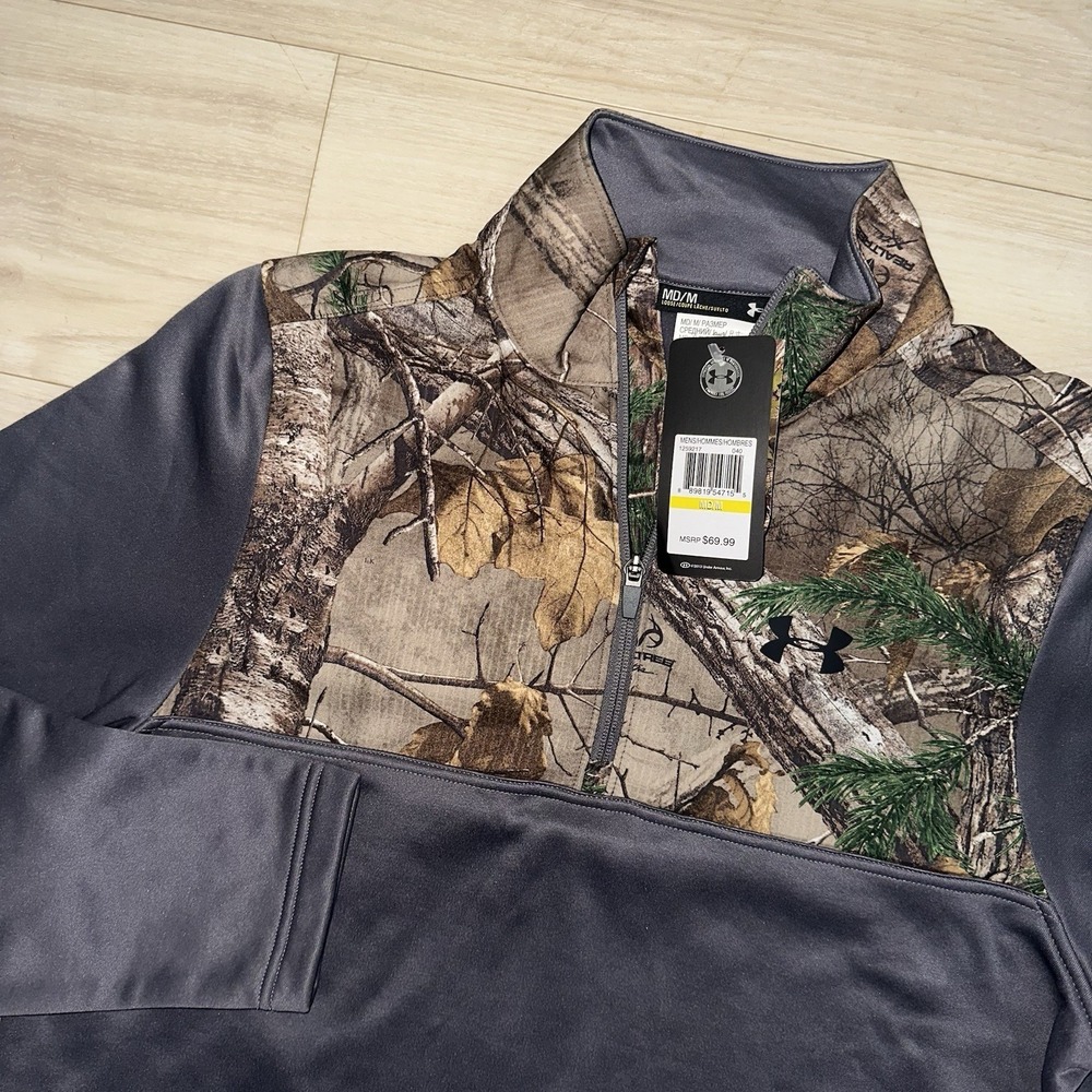 Under Armour Fleece 1/4 Zip Pullover Sweater Camo Mens Medium NWT Loose Fit